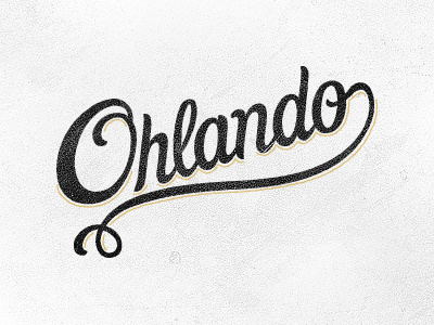 Ohlando black distressed gold orlando script texture white