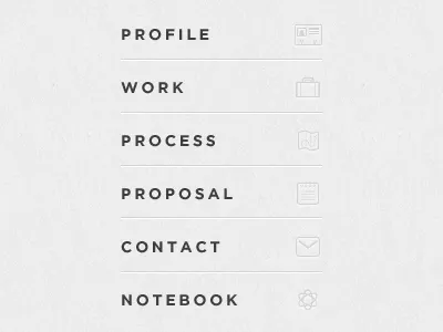Personal Redesign - Navigation geomicons gotham grey minimal navigation vertical