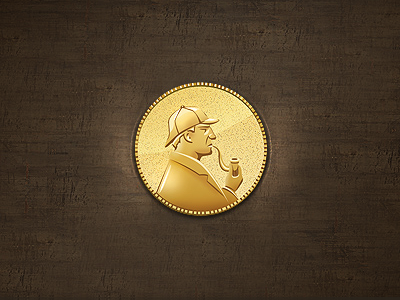 Virtual detective detective logo m18 medal medallion metal pipe sherlock holmes