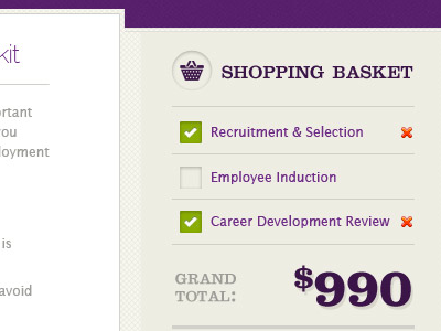 Shopping Cart basket cart checkboxes delete pricing