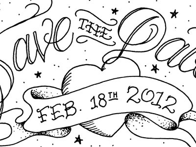 Save the Date hand drawn illustration lettering save the date stationery tattoo