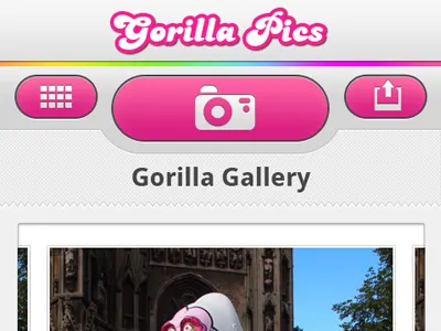 Wow Gorillas Android App android app button camera gallery image iphone