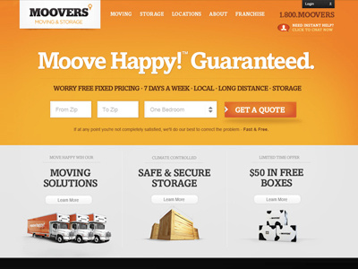 Moving Storage Landing 3d clean field form landing page orange quote