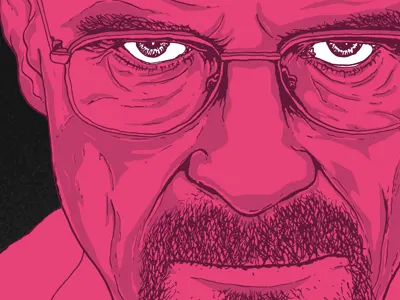 Walt breaking bad illustration pink tv walt