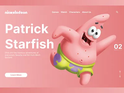 Nickelodeon - Patric Starfish Landing Page ui ux