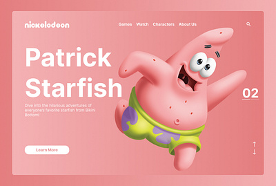 Nickelodeon - Patric Starfish Landing Page ui ux