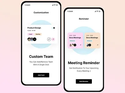 UI UX Team Customization and Meeting Reminder calendar integration clean user interface customizable interface interactive dashboard intuitive design meeting planner meeting scheduler minimalist app design modern app design productivity tool reminder notifications smart notifications task management task organization team collaboration team management time management ui ux user friendly app workflow optimization
