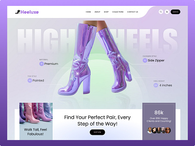 Website For High Heel Boots branding cleanui creative homepage design designinspiration dribbbleshots ecommerce ecommerce website fashionwebsite futuristic design graphic design highheels homepage landing page uiux uiuxdesign uxdaily website design website ui websiteheader