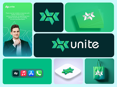 Unite logo and Brand Identity app icone badge badge logo branding business logo creative logo design graphic design icone illustration logo new logo unique logo unite logo website logo