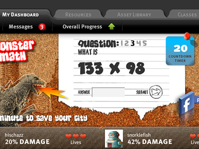 Monster Math design education facebook game math monster tabs
