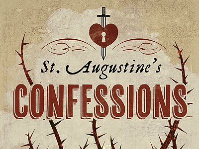 St. Augustine heart illustration sword texture thorns typography
