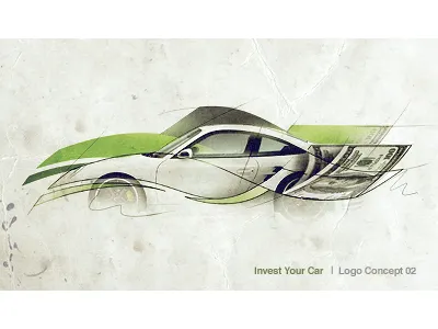 Exotic Auto Invest car fast flow icon identity logo money pencil porsche rough sketch wheels
