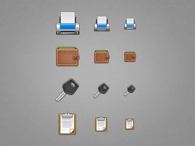 Lovicons New Set 2 clipboard icons key print wallet