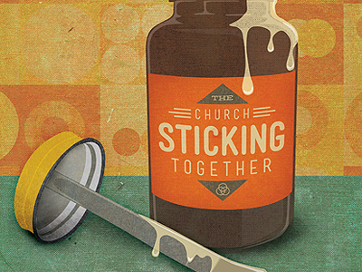 Sticky bottle church glue illustration label texture