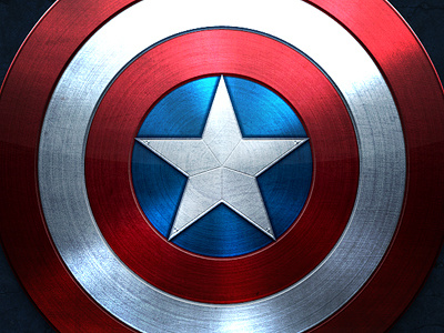 Captain America II blue captain america metal red shield stars stripes white