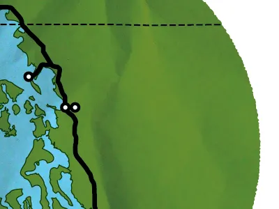 Pacific Northwest Map coaches loupe design illustration map technical illustration