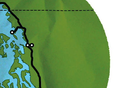 Pacific Northwest Map coaches loupe design illustration map technical illustration