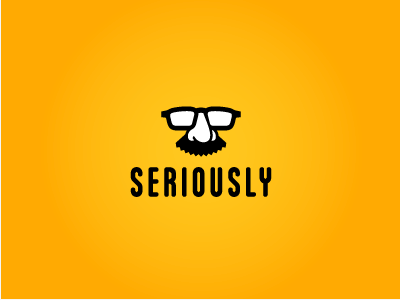 Logo Seriously branding fun glasses groucho icon logo moustache noze seriously yellow