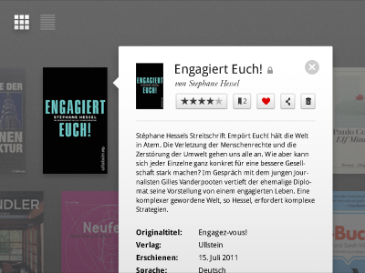 Library Details View android book details flyout icons library reader