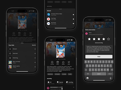 Navigation Reimagined: Whatch Title Screen 👀 clean design dark design figma design film interface ios mobile app movie app movie design movies product design title screen ui user engagement uxui