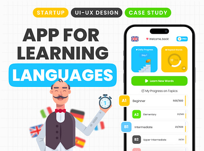 Language Learning Mobile App Design | Minute Academy app app design branding design english learning app english mobile app illustration language app language learning learn language apps logo mobile app design mobile application ui ui design ui design app user interface ux ux design app vector