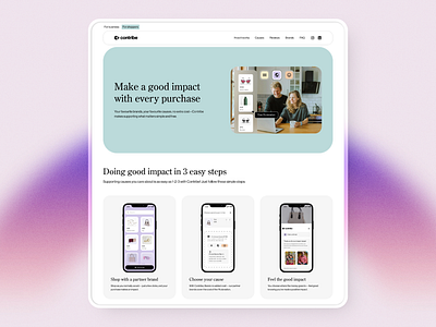 Contribe Landing Page b2c design figma hi fi landing page ui ux web