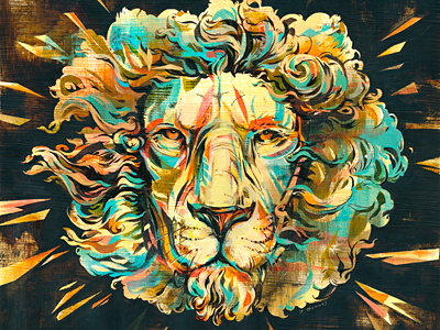 Lion (album artwork) acrylic album animals art colorful illustration ink jacqui lion music oakley painting record texture