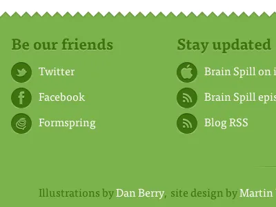 Green footer credit facebook footer icons social twitter
