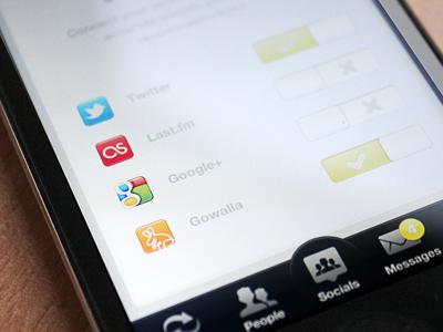 iPhone Network Connectors. google gowalla iphone last.fm navbar services social networks tab tabbar twitter