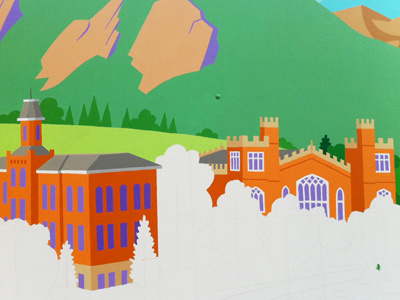 Mural Buildings architecture boulder buildings mountains mural paint wip