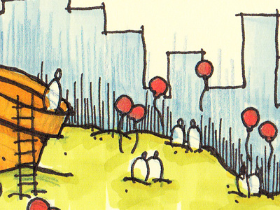 Celebration birthday card illustration ink marker moleskine pen