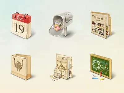 MIUI icons backup calendar document email icon market setting