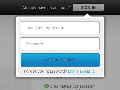 Sign In blue email fireworks form gray ios ipadification login monochromatic popover signin