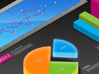 Push Media Graphs 3 d chart diagram graphic info graphic isometric