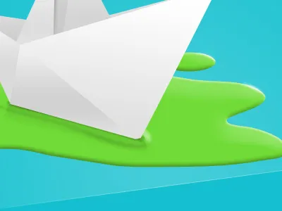 Paper Boat blue boat green origami paint paper