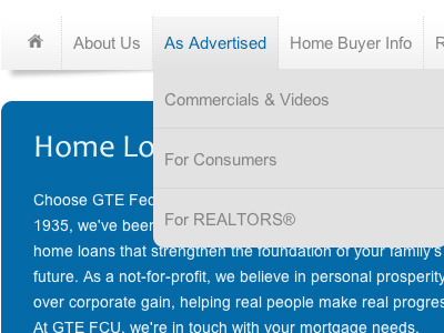 Mortgages Header mortgages navigation site design