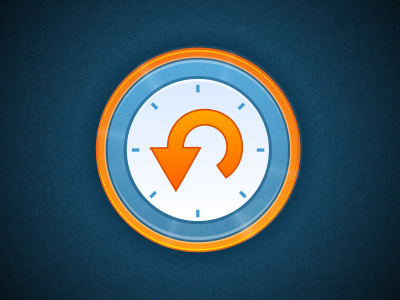 Icon Design Work In Progress blue clock icon orange time