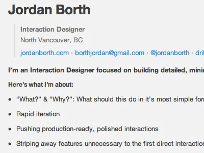 Professional Resume of Interaction Designer, Jordan Borth bywordapp interaction designer resume vancouver