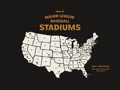 MLB Stadium Map baseball baseball game baseball logo baseball stadiums branding color design graphic design illustration illustrator logo map map design marketing mlb professional sports sports sports logo sports team typography