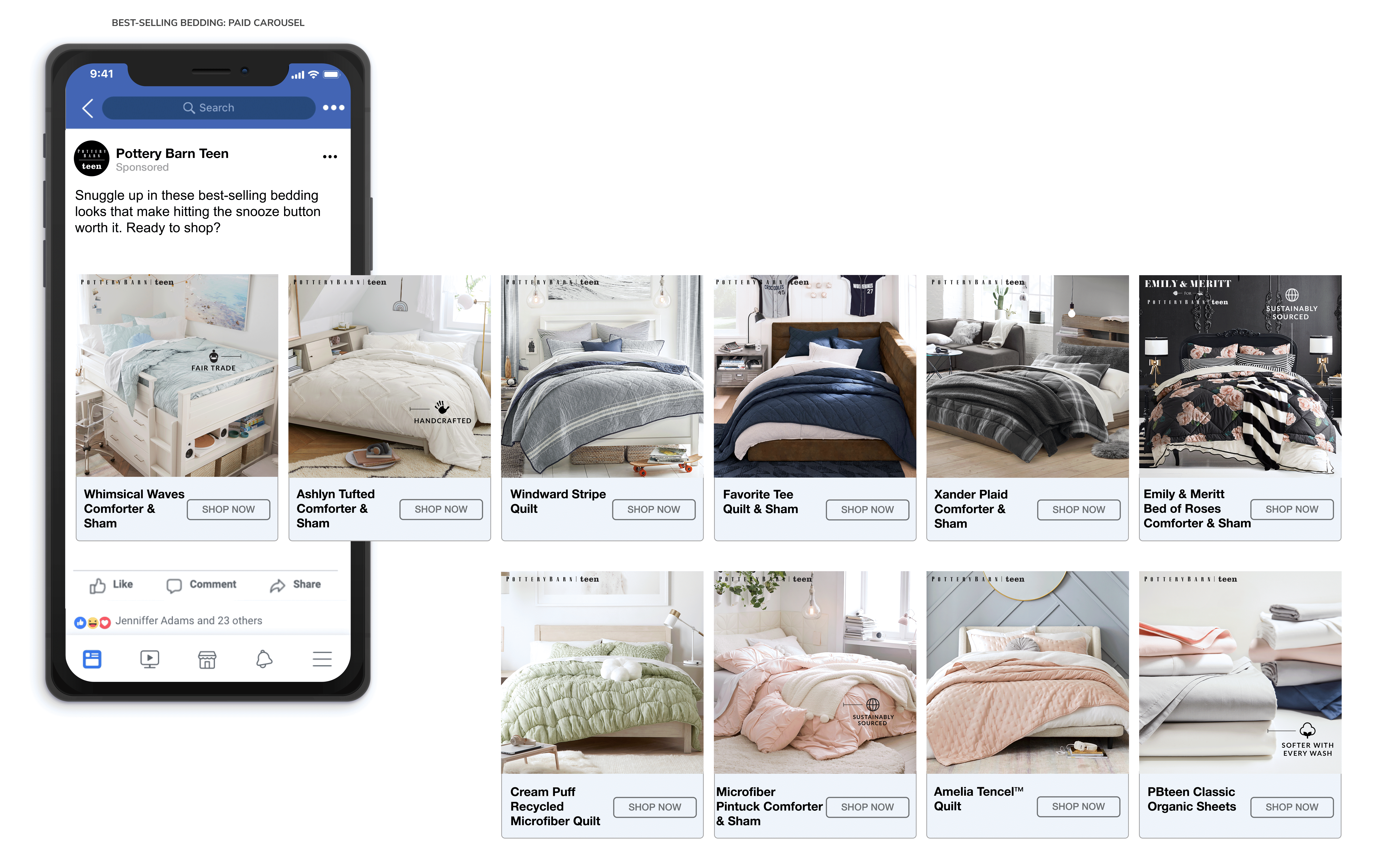 Facebook / Meta Advertisement ads advertising bedding carousel facebook marketing meta