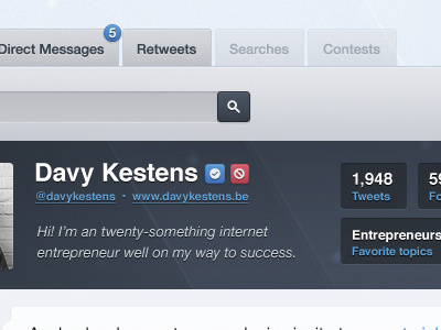 TwitSpark Betadesign 5 blue button detail gui interface overview pictos profile red search twickets twitter