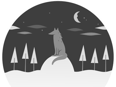 Lone Wolf canine digital dog illustration isolated night noire silhouette snow vector wolf