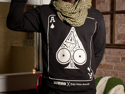 Burro Ewa T Shirt Ace ace of spades ally cat bicycle black jack cards casino fixed gear illustration