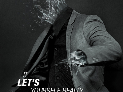 Splash yourself graphic grey image manipulation motion self portrait splash suit typography water