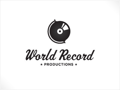 World Record Production Identity globe identity logo record script stars