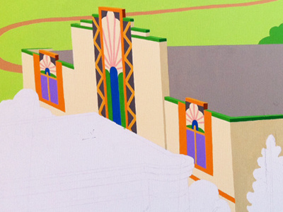 Boulder Theater architecture art deco boulder building mural paint wip