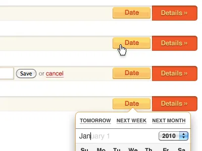 Team List Interactive Scenarios button calendar date picker gold link orange personal simple tan teamlist yellow