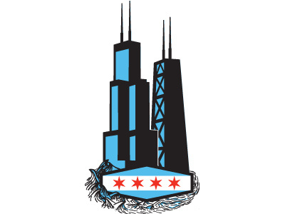 Chicago Tattoo chicago flag industrial john hancock sears tower stars tattoo waves