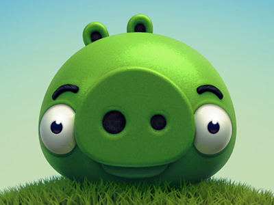 Pig 3d grass green pig