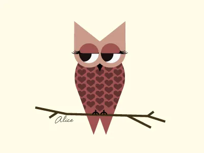Alice hearts illustration owl